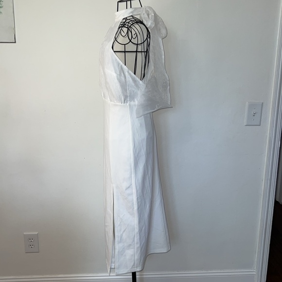 Lulus Glamorous Promise White Organza Halter Bodycon Midi Dress - Picture 8 of 10
